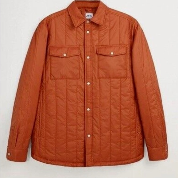 RARE High Quality Zara Man’s Quilted Shirt Jacket Shacket Pockets, lightweight L - Picture 13 of 13